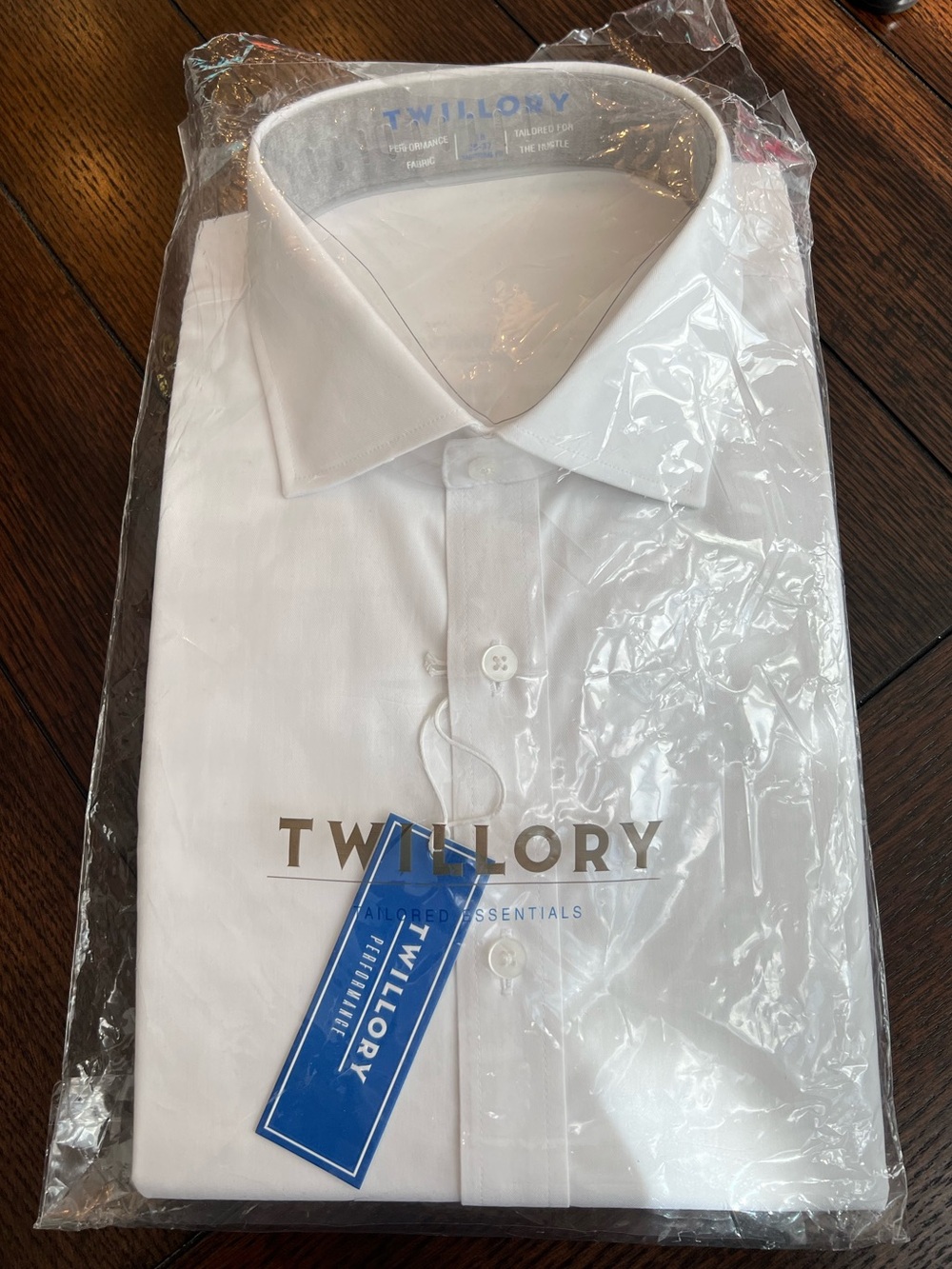 Twillory White Dress Shirt Classic Point Collar Performance Fabric Neck 18 36/37
